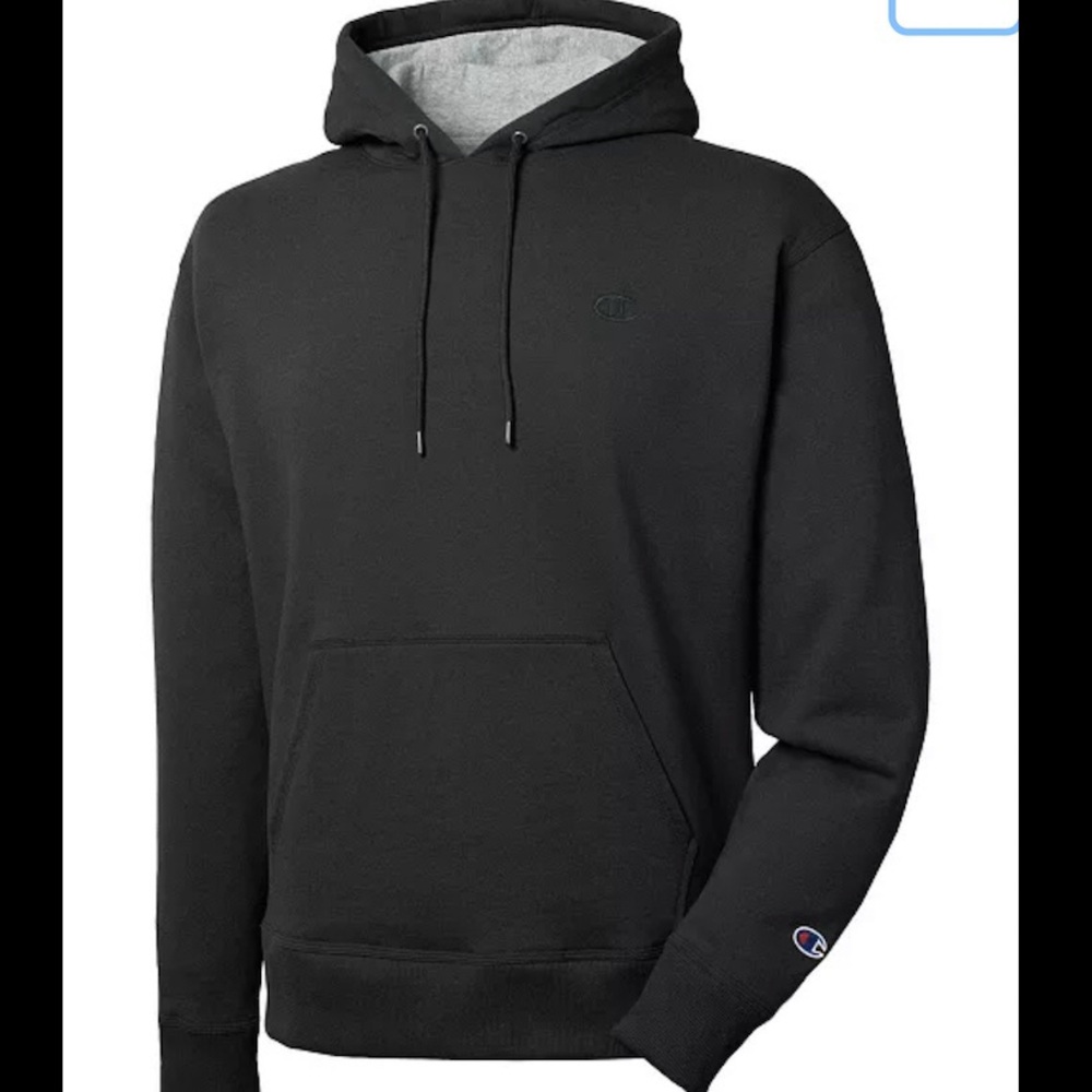NWT Champion Men's Powerblend Fleece Black Hoodie - Picture 2 of 5